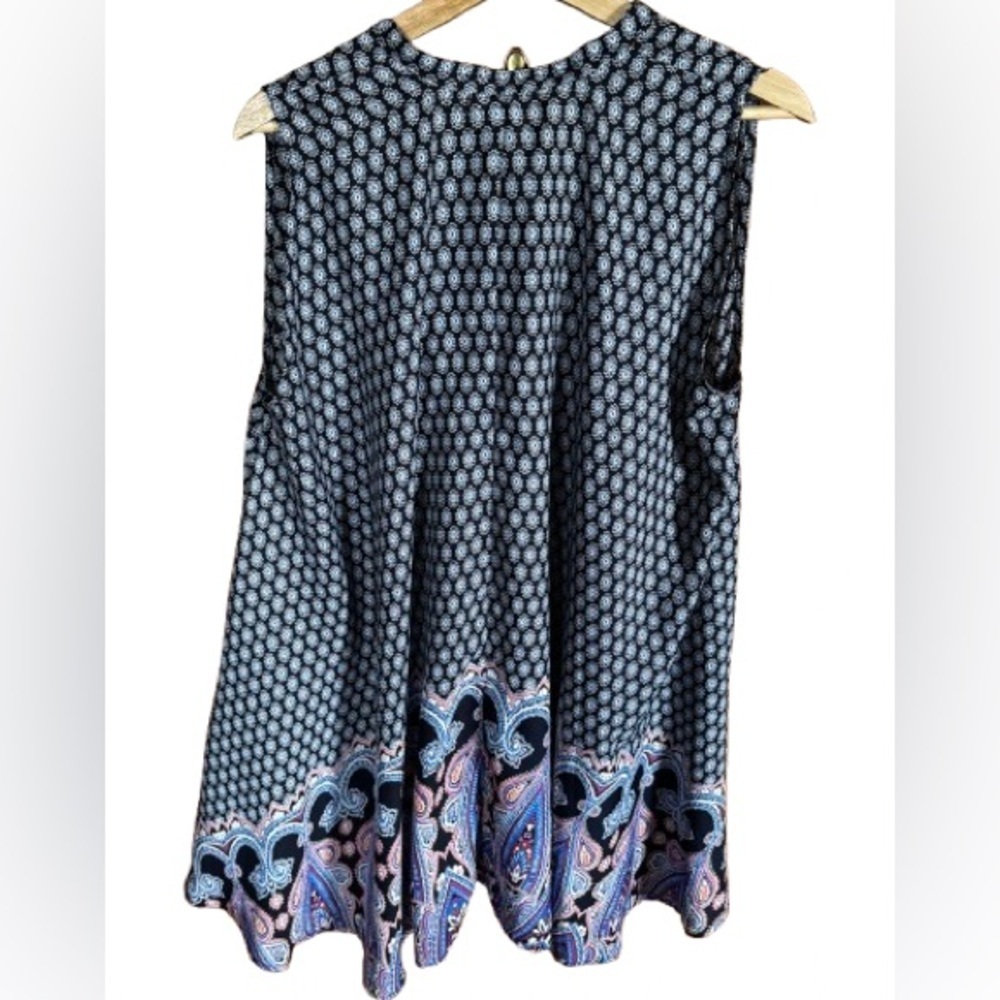 Umgee Blue , Pink and White Mandarin Collar Buttoned Mini Dress /Coverup - Picture 6 of 6